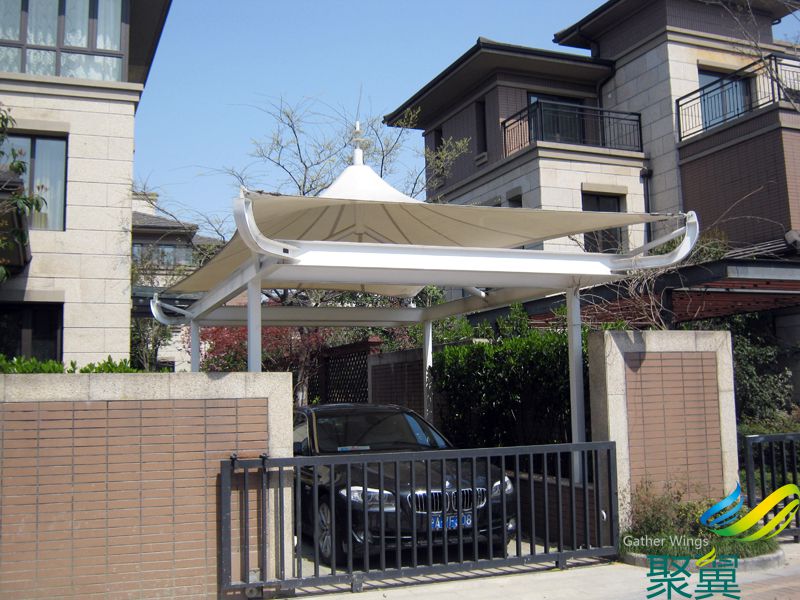 別墅小區車棚，別墅車棚款式選擇膜結構車棚質保30年，采用全進口面料