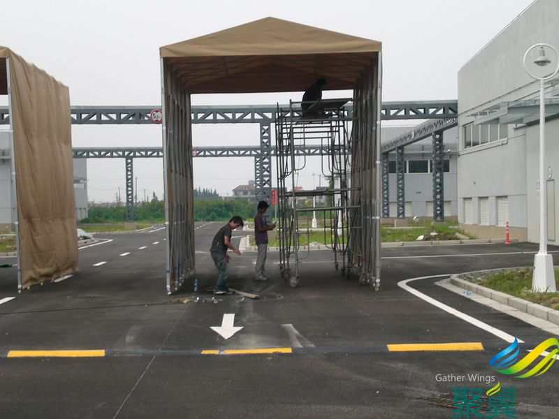 德邦物流臨時倉庫雨棚安裝