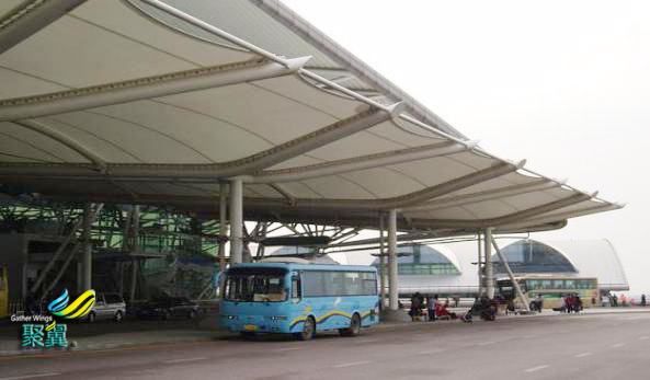 上海大巴旅游車站膜結構遮陽棚_膜結構車棚面料批發