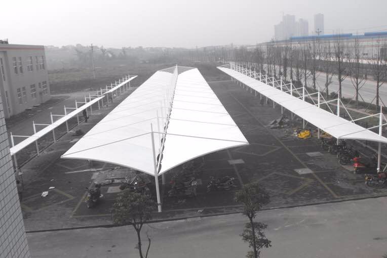 膜結構車棚PVC材料|車棚造型考慮