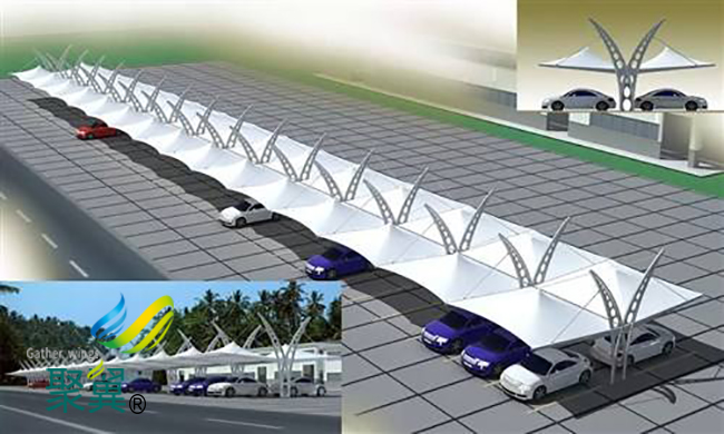 膜結構車棚材料輕|膜結構車棚雕塑品    