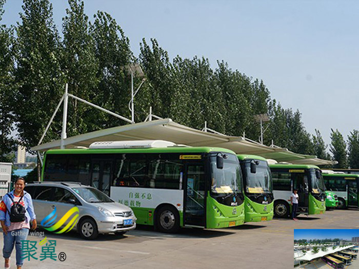 福建大巴車露天停車棚基礎(chǔ)效果圖