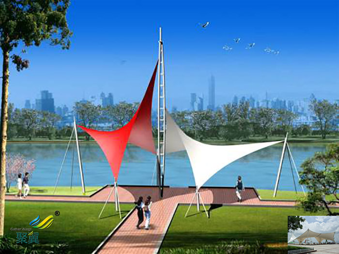 山東膜結(jié)構(gòu)景觀張拉膜雨棚公司工程價格設(shè)計圖片