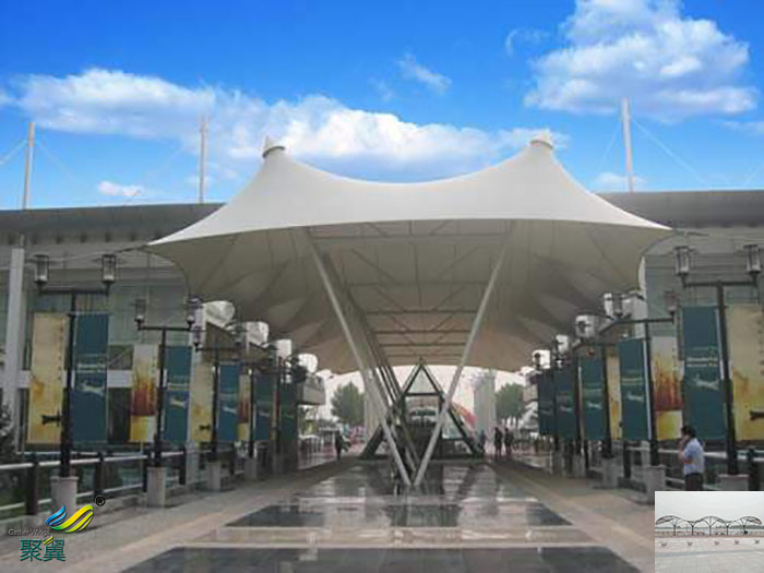 溫州學校景觀膜結構停車棚定做生產廠家圖紙