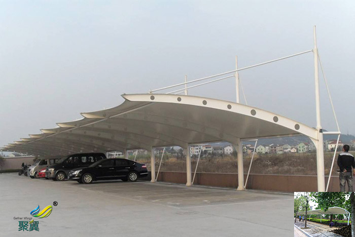義烏安裝膜結構汽車停車棚景觀棚圖片廠家報價工程