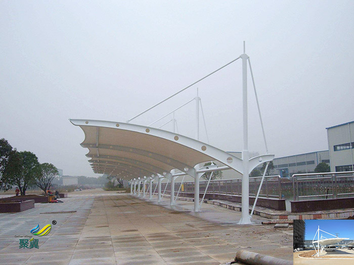 張家港膜結(jié)構(gòu)非機(jī)動汽車充電樁停車棚景觀圖紙?jiān)靸r