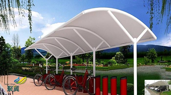 寧波張拉景觀膜結構汽車停車棚設計圖片報價